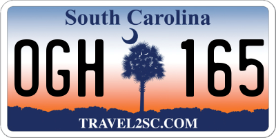 SC license plate OGH165
