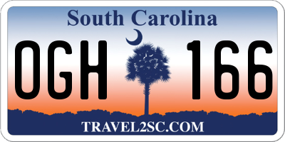 SC license plate OGH166