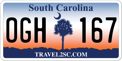 SC license plate OGH167