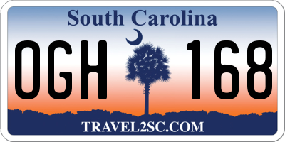 SC license plate OGH168