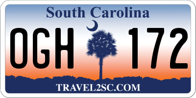 SC license plate OGH172