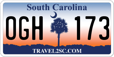 SC license plate OGH173