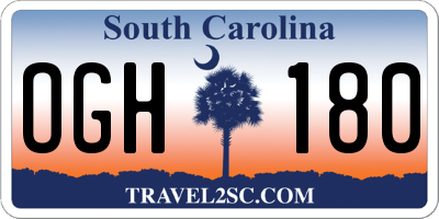 SC license plate OGH180