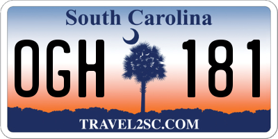SC license plate OGH181