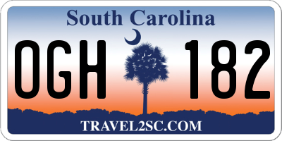 SC license plate OGH182