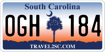 SC license plate OGH184