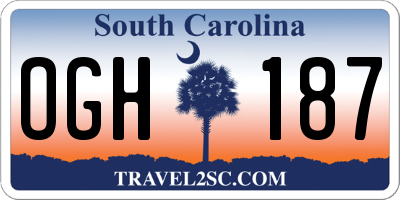 SC license plate OGH187