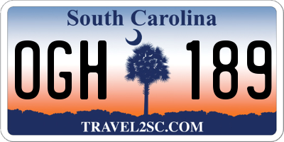 SC license plate OGH189