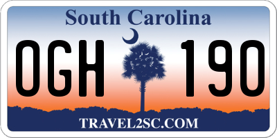 SC license plate OGH190