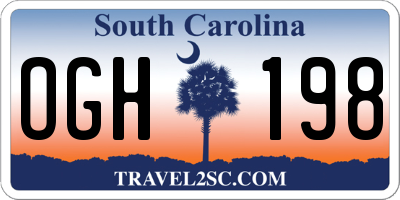 SC license plate OGH198