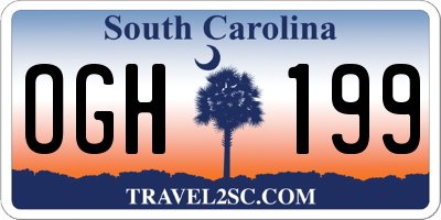 SC license plate OGH199