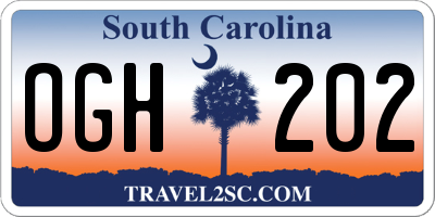 SC license plate OGH202