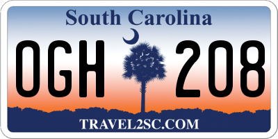 SC license plate OGH208
