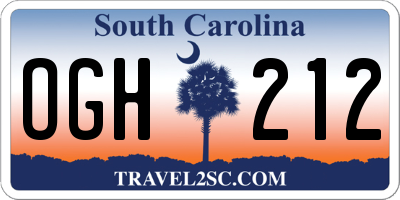 SC license plate OGH212