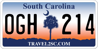 SC license plate OGH214
