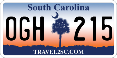 SC license plate OGH215