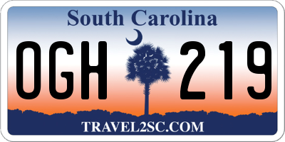 SC license plate OGH219