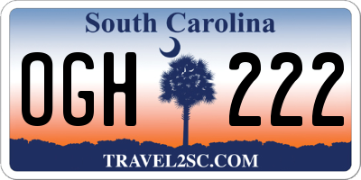 SC license plate OGH222