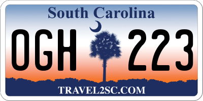 SC license plate OGH223