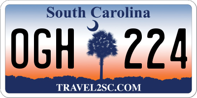SC license plate OGH224