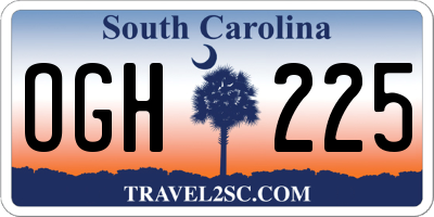 SC license plate OGH225