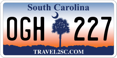 SC license plate OGH227