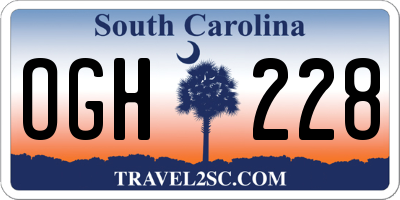 SC license plate OGH228