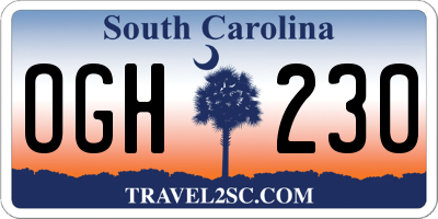 SC license plate OGH230