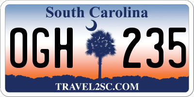 SC license plate OGH235