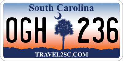 SC license plate OGH236