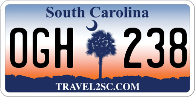 SC license plate OGH238