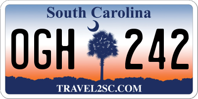 SC license plate OGH242
