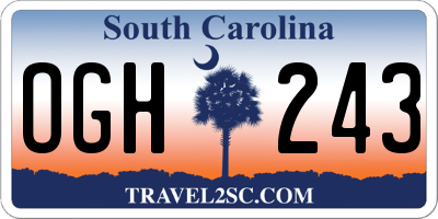 SC license plate OGH243