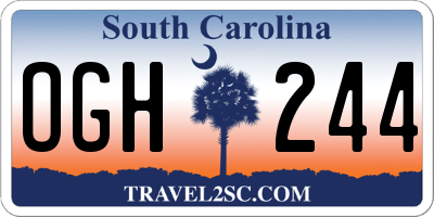 SC license plate OGH244