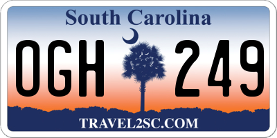 SC license plate OGH249