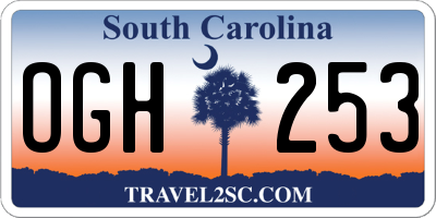 SC license plate OGH253