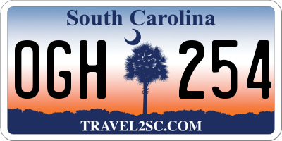 SC license plate OGH254