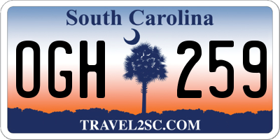 SC license plate OGH259
