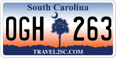 SC license plate OGH263