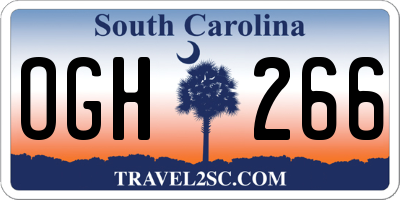 SC license plate OGH266