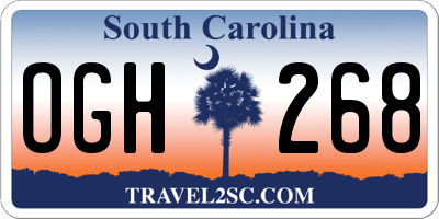 SC license plate OGH268
