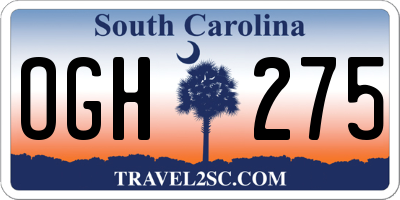 SC license plate OGH275