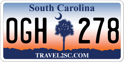 SC license plate OGH278