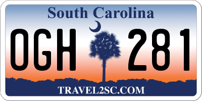 SC license plate OGH281