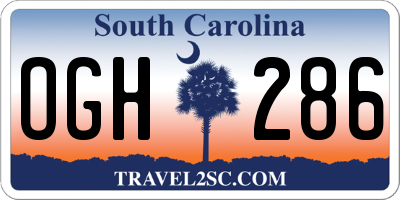 SC license plate OGH286