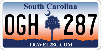 SC license plate OGH287