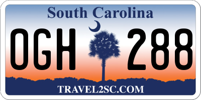 SC license plate OGH288