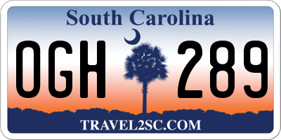 SC license plate OGH289