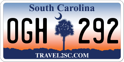 SC license plate OGH292