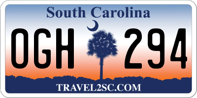 SC license plate OGH294
